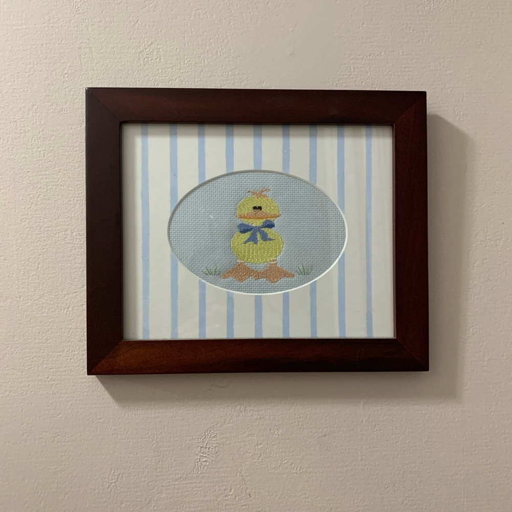 Framed Duck Embroidery Art